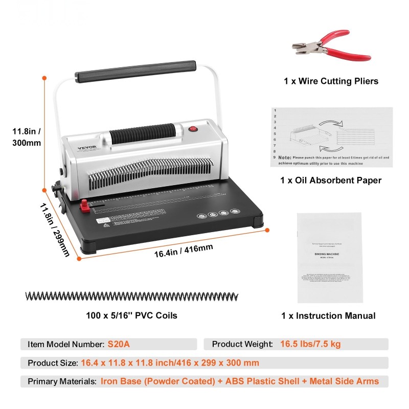 Kierresidontakone 46 reiän 500 arkin käsireiitys sähköinen sidonta A4 A5