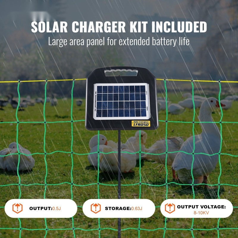 Sähköinen aitaverkko aurinkolaturilla PE-muovi ja ruostumaton teräslanka 48 tuumaa 30,5 m