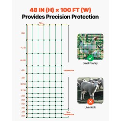 Sähköverkkoaita PE ja ruostumaton teräs 1,21 m x 30,48 m lasikuitutolpat pieneläimille