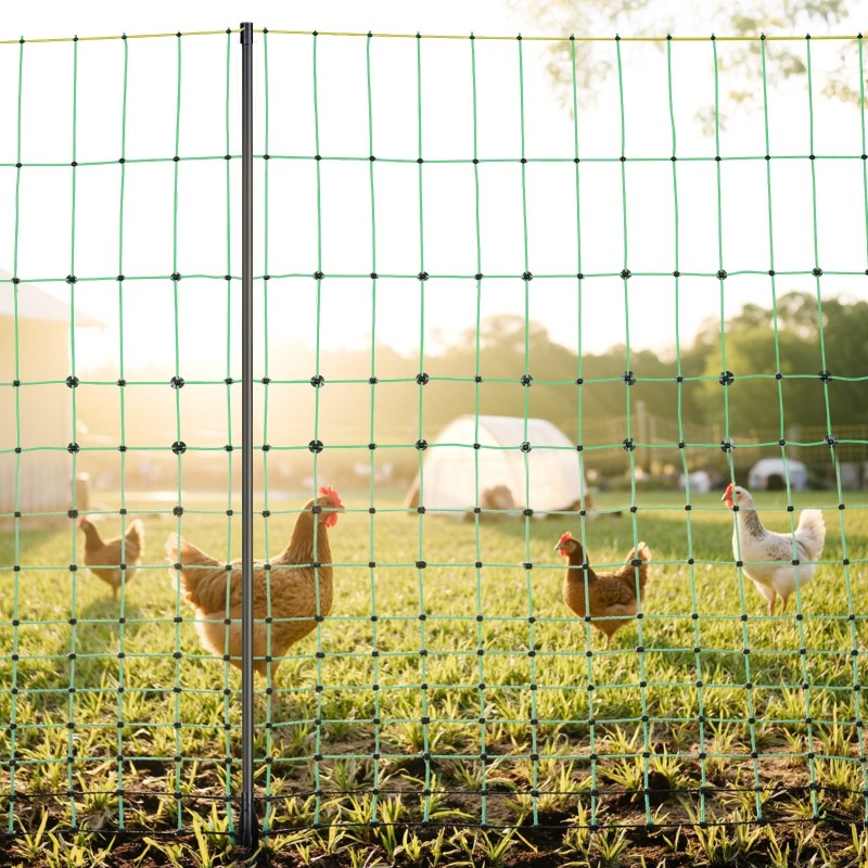 Sähköverkkoaita PE ja ruostumaton teräs 1,21 m x 30,48 m lasikuitutolpat pieneläimille