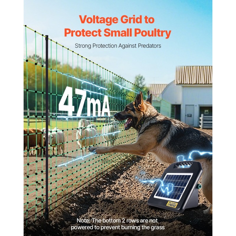 Sähköinen polyeteeniverkko 0,88 x 49,98 m lasikuitutolpilla ja kaksoispiikityillä teräspaaluilla eläimille