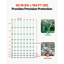 Sähköinen aitausverkko 1,27 m x 50 m PE-muovi ja ruostumaton teräs lasikuitutolpilla
