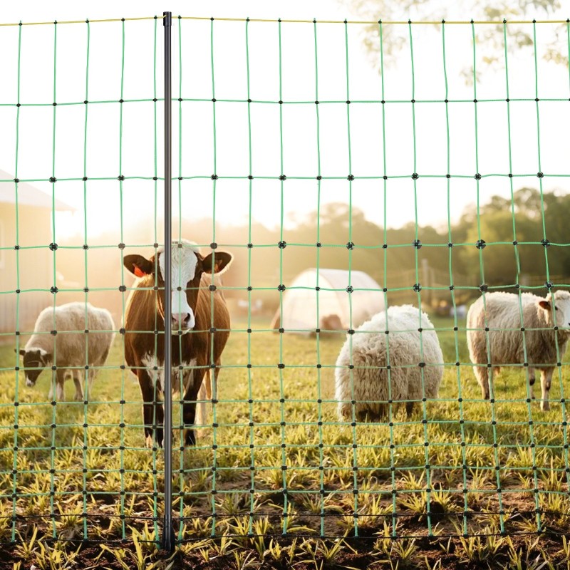 Sähköinen aitausverkko 1,27 m x 50 m PE-muovi ja ruostumaton teräs lasikuitutolpilla