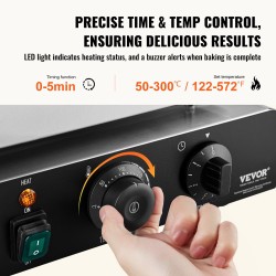 Sähköinen donitsikone 2000W 9 donitsia kaksipuolinen lämmitys tarttumaton pinnoite ruostumaton teräsrunko