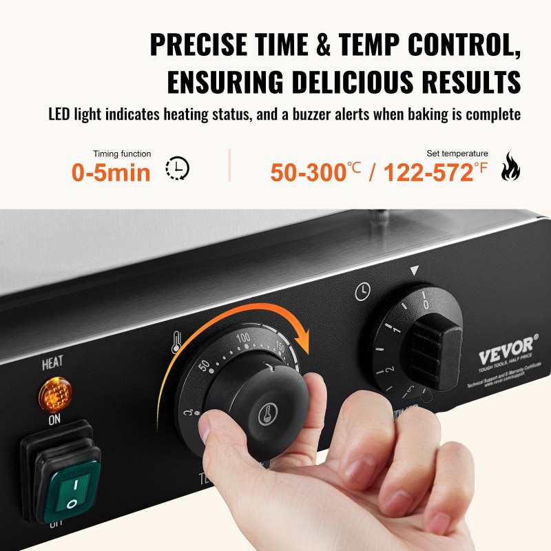 Sähköinen donitsikone 2000W 9 donitsia kaksipuolinen lämmitys tarttumaton pinnoite ruostumaton teräsrunko