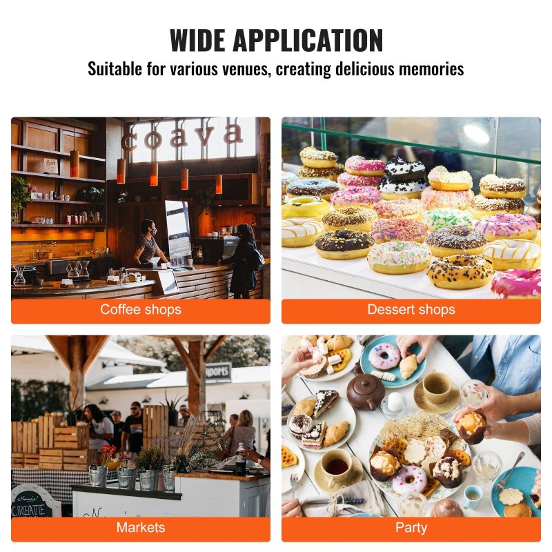 Sähköinen donitsikone 2000W 9 donitsia kaksipuolinen lämmitys tarttumaton pinnoite ruostumaton teräsrunko