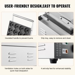 Donitsikone ruostumatonta terästä 12 donitsia 1550 wattia kaksoispuoleinen lämmitys tarttumaton pinta
