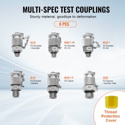 Hydraulinen painetestaussarja 3 painemittaria 3 letkua 6 liitintä 250 400 600 bar