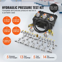 Hydraulinen paineenmittaussarja 304 ruostumatonta terästä 5 mittaria 5 letkua 13 liitintä