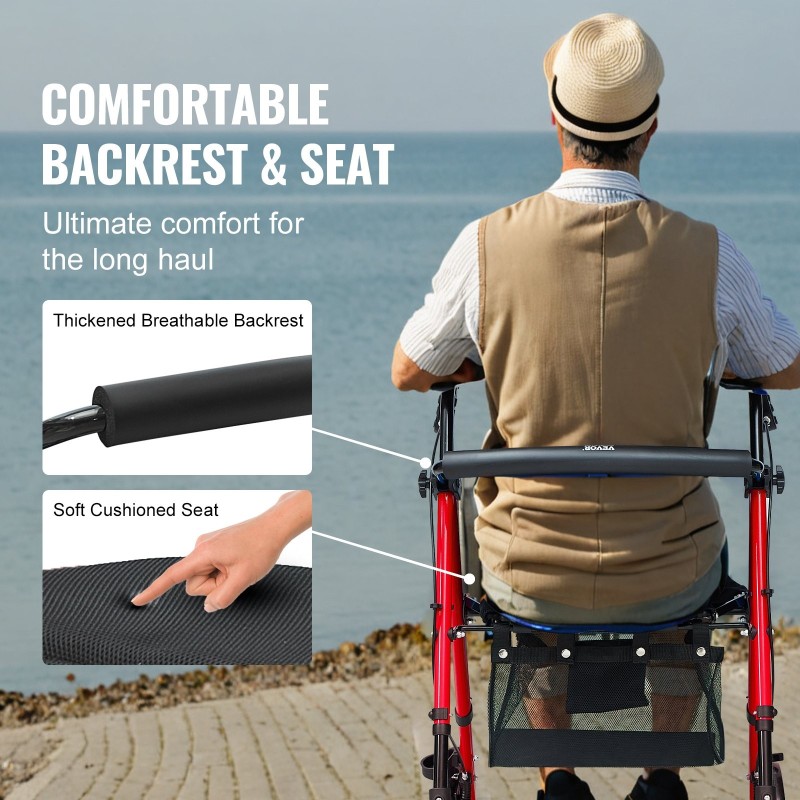 Taitettava alumiininen rollaattori säädettävät kahvat 136 kg kantavuus 8 tuuman pyörät