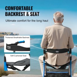 Rollaattori alumiinirunkoinen kevyt nelipyöräinen istuimella ja säädettävällä kahvalla