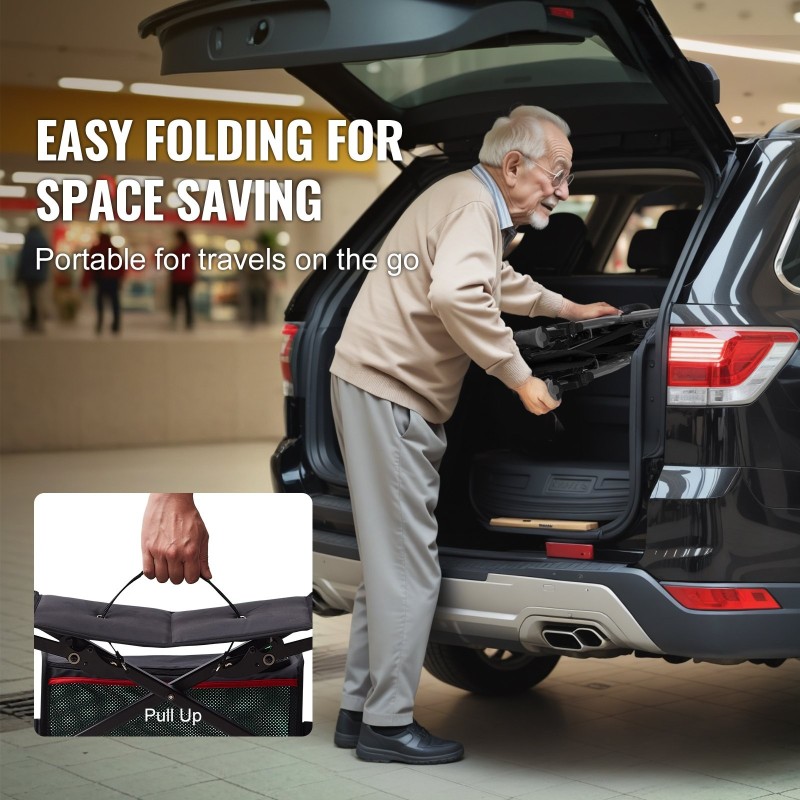 Rollaattori kokoontaitettava kevyt alumiinirunko nelipyöräinen istuimella säädettävä työntökahva kantavuus 136 kg