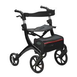 Rollaattori kokoontaitettava kevyt alumiinirunko nelipyöräinen istuimella säädettävä työntökahva kantavuus 136 kg