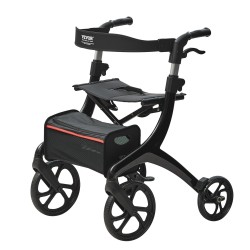 Rollaattori kokoontaitettava kevyt alumiinirunko nelipyöräinen istuimella säädettävä työntökahva kantavuus 136 kg