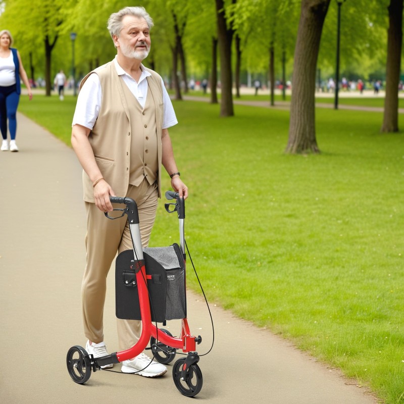Alumiininen kolmipyöräinen taittuva rollaattori 8 tuuman pyörillä kantavuus 118 kg