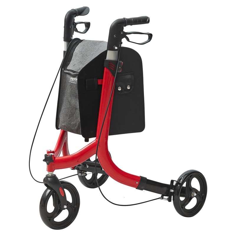 Alumiininen kolmipyöräinen taittuva rollaattori 8 tuuman pyörillä kantavuus 118 kg