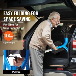 Kolmipyöräinen alumiinirunkoinen taitettava rollaattori säädettävällä kahvalla kahdeksan tuuman renkailla