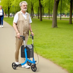 Kolmipyöräinen alumiinirunkoinen taitettava rollaattori säädettävällä kahvalla kahdeksan tuuman renkailla