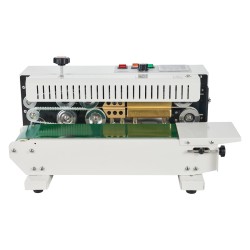 Pussinsulkijakone hiiliteräs vaakasuuntainen jatkuvatoiminen 6 12 mm saumaleveys muovi ja paperipusseille