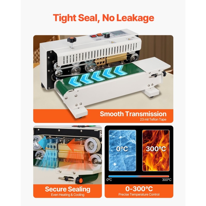 Pussinsulkijakone hiiliteräs vaakasuuntainen jatkuvatoiminen 6–12 mm saumaleveys muovi- ja paperipusseille