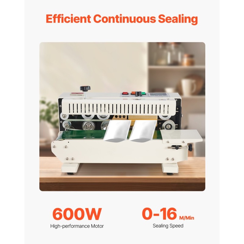 Pussinsuljin kuljetinhihnalla saumaleveys 6–12 mm digitaalinen lämpösäätö 0.02–0.8 mm muovipusseille