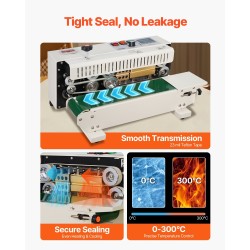 Pussinsuljin kuljetinhihnalla saumaleveys 6–12 mm digitaalinen lämpösäätö 0.02–0.8 mm muovipusseille