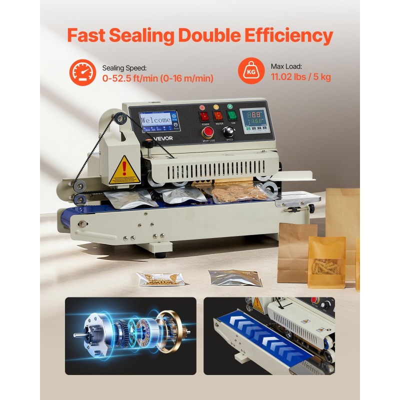 Jatkuvatoiminen vaakasuuntainen nauhasaumaaja 6–12 mm sauma 0,03–0,8 mm säädettävä lämpötila ja nopeus