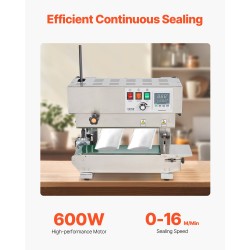 Jatkuvatoiminen nauhasuljin ruostumatonta terästä 6–12 mm saumausleveys digitaalinen lämpötilansäätö 0,02–0,8 mm kalvoille