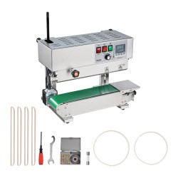 Jatkuvatoiminen nauhasuljin ruostumatonta terästä 6–12 mm saumausleveys digitaalinen lämpötilansäätö 0,02–0,8 mm kalvoille