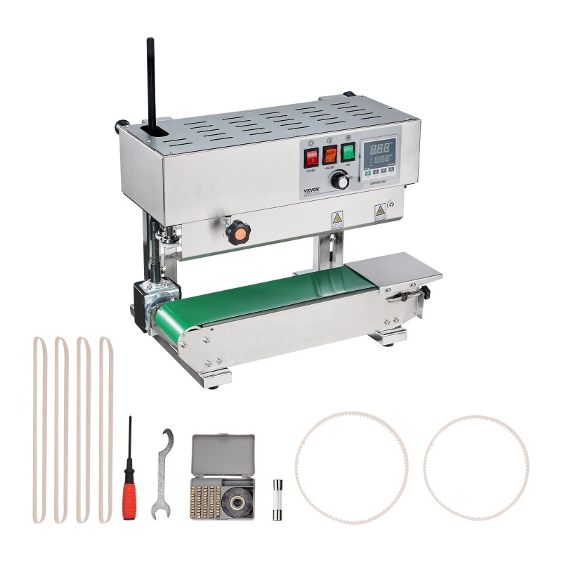 Jatkuvatoiminen nauhasuljin ruostumatonta terästä 6–12 mm saumausleveys digitaalinen lämpötilansäätö 0,02–0,8 mm kalvoille