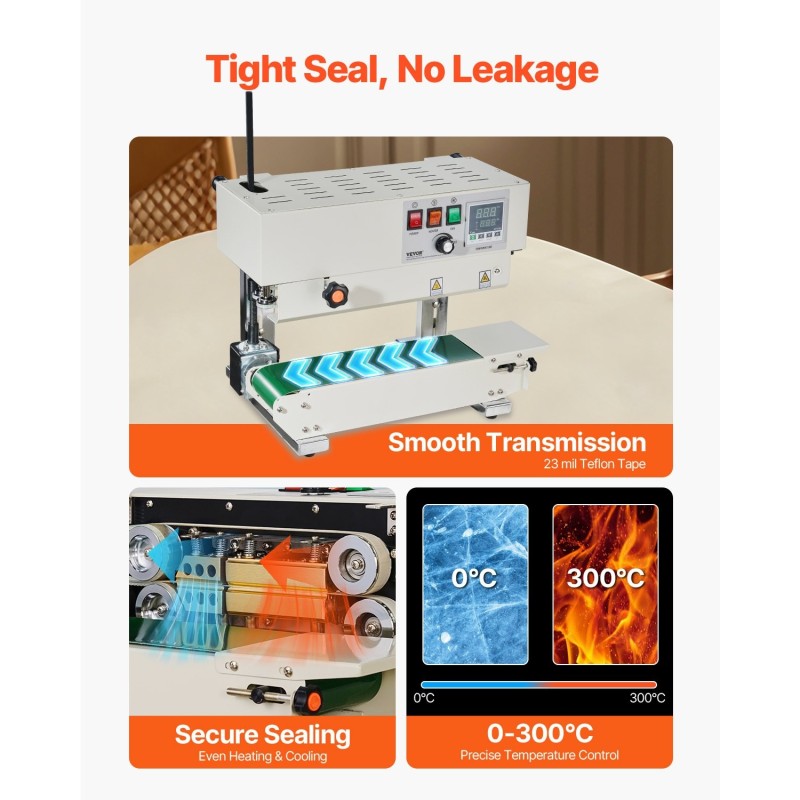 Jatkuvatoiminen hiiliteräksinen pussinsuljin 6–12 millimetrin suljentaleveydellä muovikalvoille digitaalisella