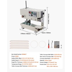 Jatkuvatoiminen hiiliteräksinen pussinsuljin 6–12 millimetrin suljentaleveydellä muovikalvoille digitaalisella