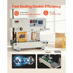 Pystysuuntainen jatkuvatoiminen pussinsulkukone muovipusseille 0,03–0,8 mm sauman leveys 6–12 mm