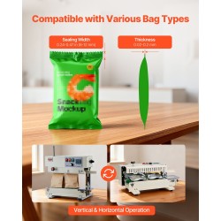 Pystysuuntainen jatkuvatoiminen pussinsulkukone muovipusseille 0,03–0,8 mm sauman leveys 6–12 mm