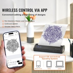 Tatuointistensiilitulostin langaton akulla 10 kpl siirtopaperia mobiililaitteille ja tietokoneille