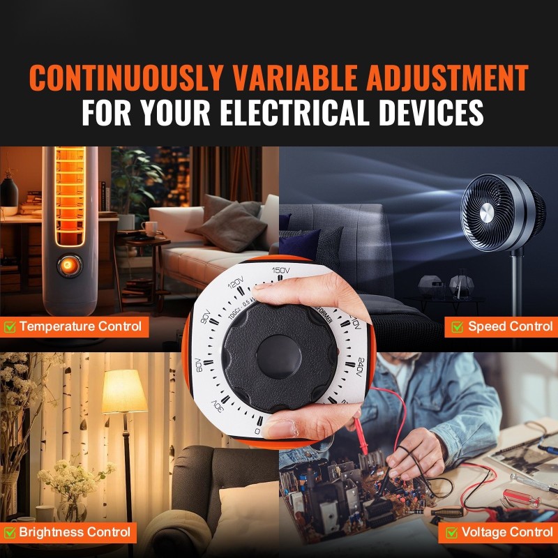 Portaattomasti säädettävä jännitemuuntaja 500VA 230V tulo 0–300V lähtö 1,7A kuparikela