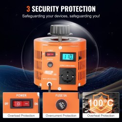 Säädettävä jännitemuunnin 1000VA 0–300V lähtöjännite tulojännite 230V 3,3A LCD-näyttö metallikotelo