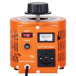 Säädettävä jännitemuuntaja 1000VA 230V sisään 0–300V lähtö metallikotelo 4 varasulaketta