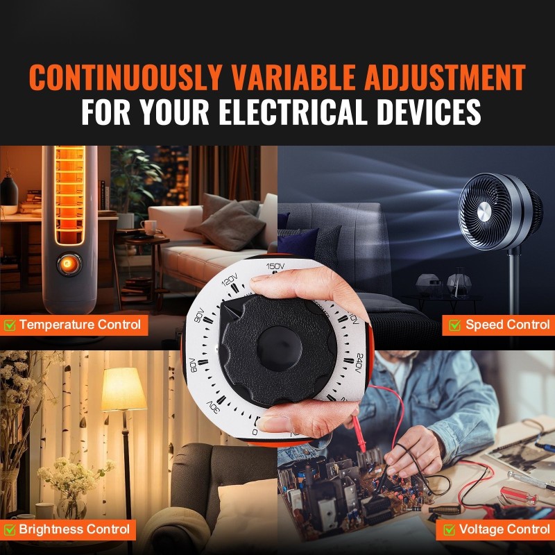 Jännitemuuntaja 500VA säädettävä 0–300V ulostulo 1,7A metallikotelo kuparikäämit CE-sertifioitu