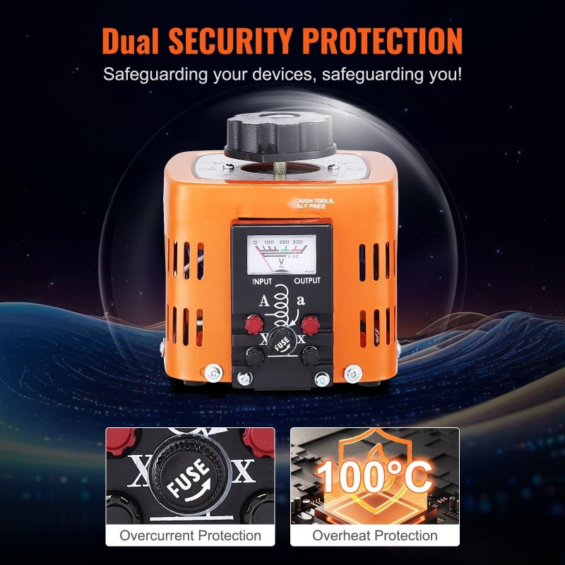 Jännitemuuntaja 500VA säädettävä 0–300V ulostulo 1,7A metallikotelo kuparikäämit CE-sertifioitu