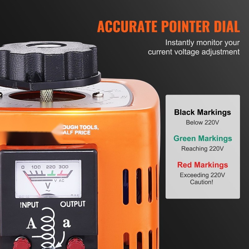 Jännitemuuntaja 500VA säädettävä 0–300V ulostulo 1,7A metallikotelo kuparikäämit CE-sertifioitu