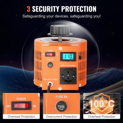 Säädettävä jännitemuuntaja 2000VA portaaton 0–300V 6,6A nestekidenäyttö metallikotelo CE-sertifioitu