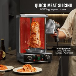 Sähkökäyttöinen kebabveitsi 80W 100 mm kaksi ruostumatonta terää säädettävä 0–8 mm