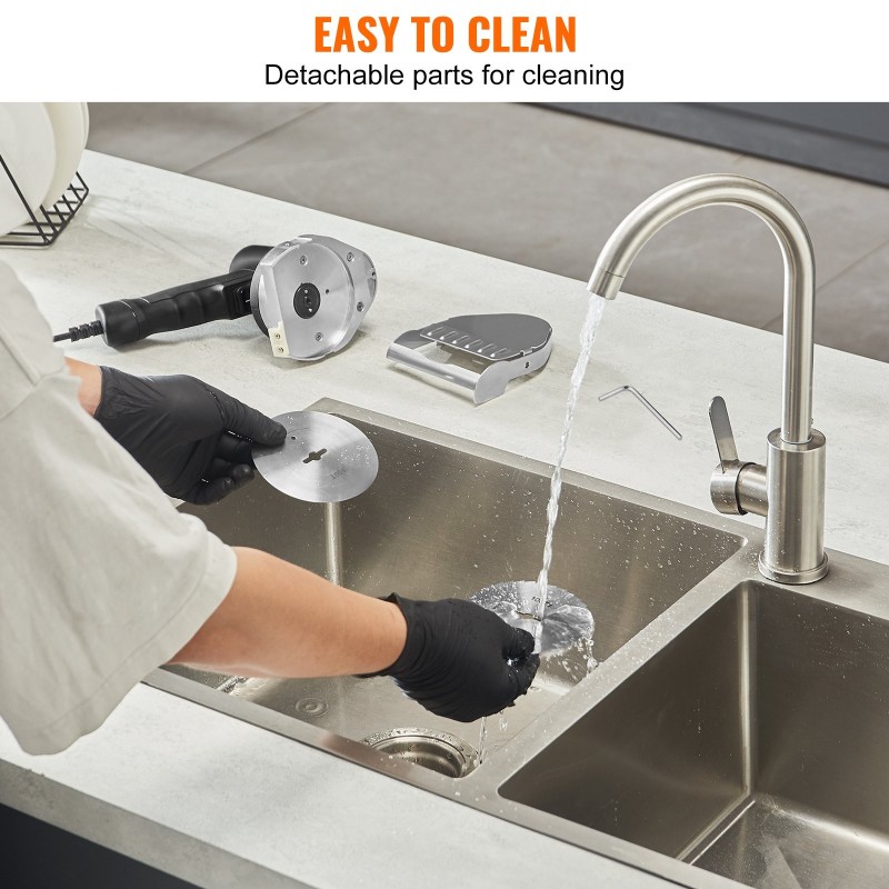 Sähkökäyttöinen kebableikkuri 80 watin 100 millimetrin terä kaksi terää säädettävä paksuus