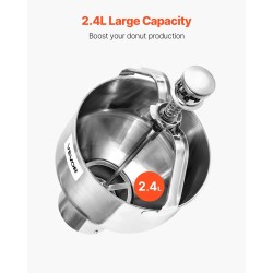 Manuaalinen donitsitaikina-annostelija ruostumaton teräs 2,4 l säiliö kuusi säädettävää paksuutta jalustalla