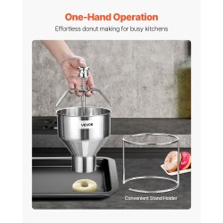 Manuaalinen donitsitaikina-annostelija ruostumaton teräs 2,4 l säiliö kuusi säädettävää paksuutta jalustalla