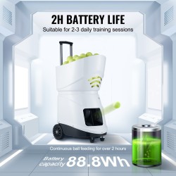Tennispallokone 150 palloa ladattava akku 2+ tuntia 125km/h 5 moottoria sovellusohjaus