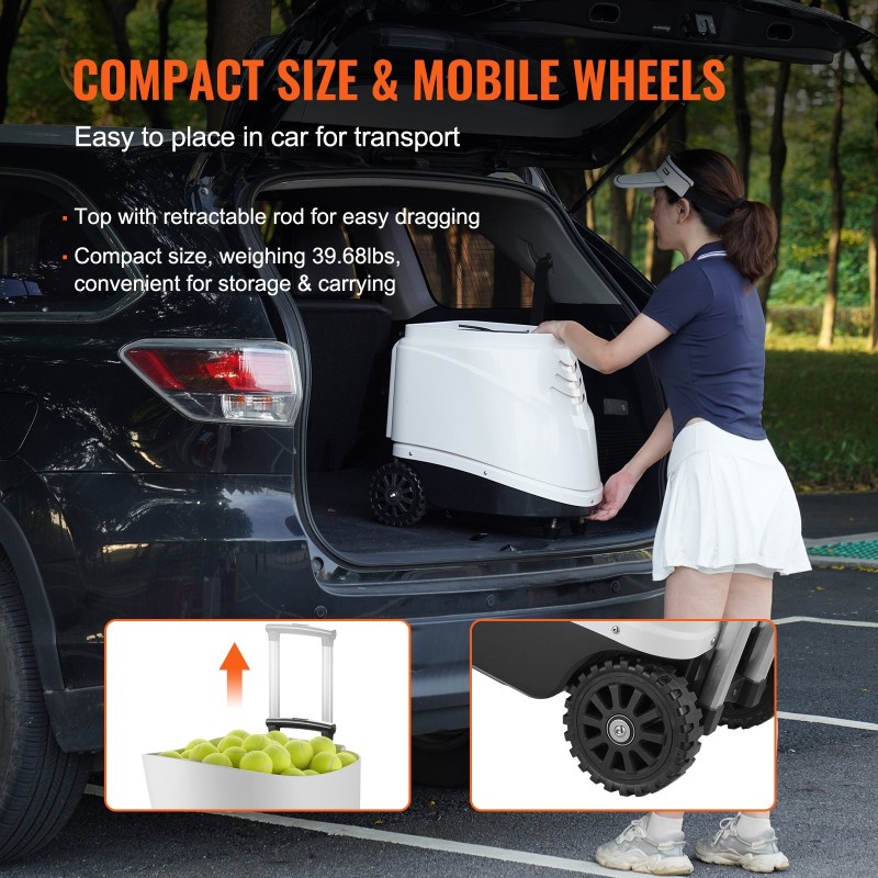 Tennispallokone 150 palloa ladattava akku 2+ tuntia 125km/h 5 moottoria sovellusohjaus