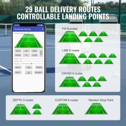 Tennispallokone 150 palloa 5 moottoria ladattava akku sovellusohjaus 125 km/h