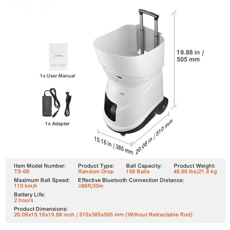 Tennispallokone 150 palloa 5 moottoria ladattava akku sovellusohjaus 125 km/h